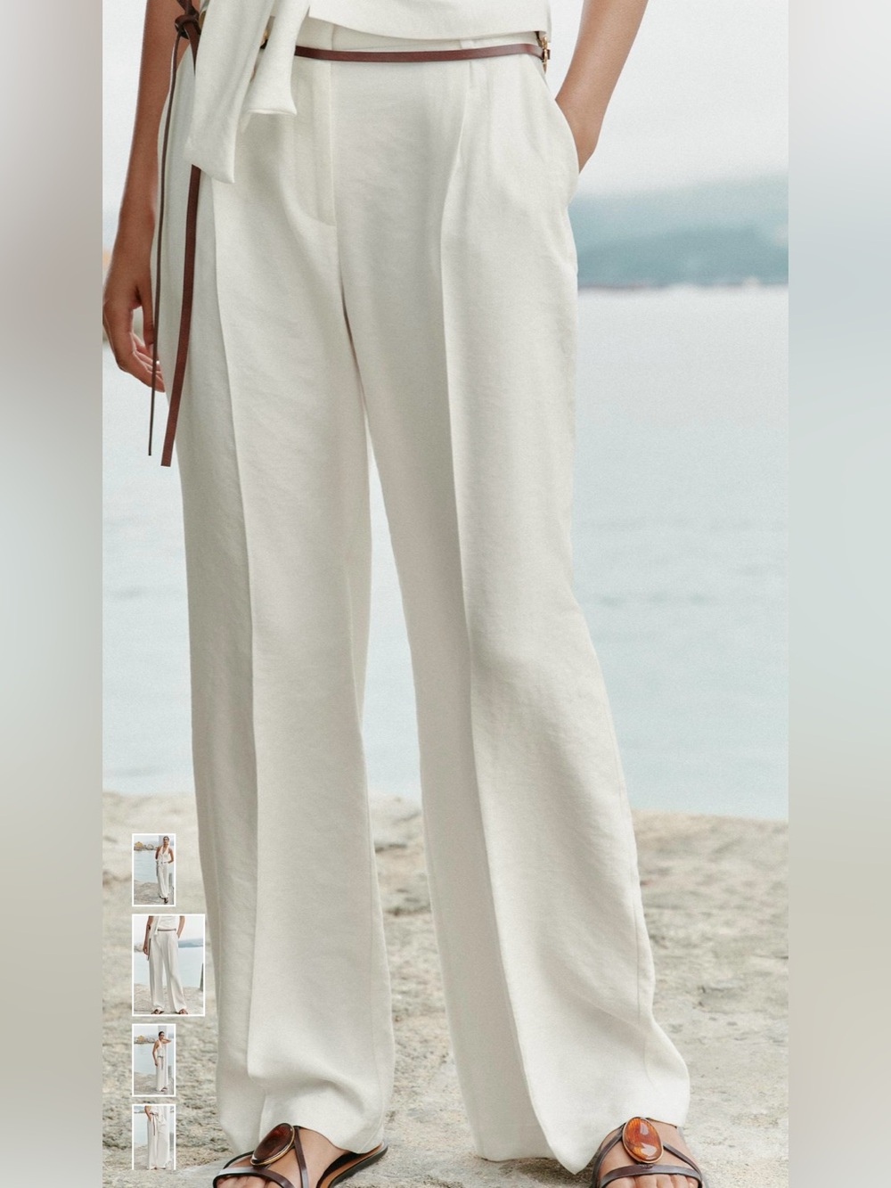 Zara Women’s Pleated Wide Leg Pants Ecru Size Medium NWT